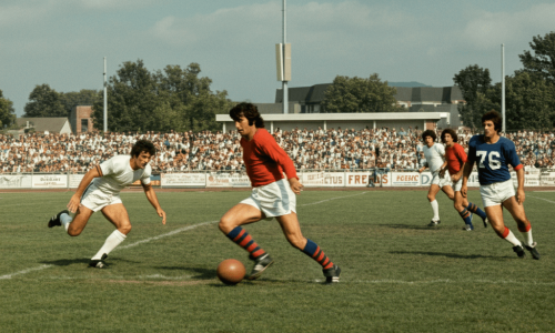 Match de football en action image vintage Match de football en action image vintage