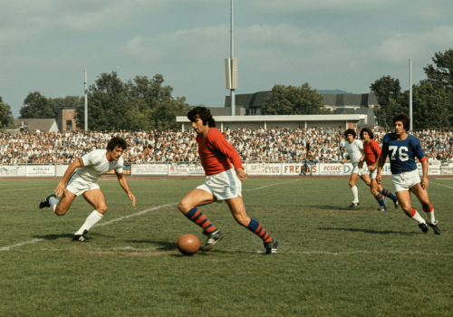 Match de football en action image vintage
